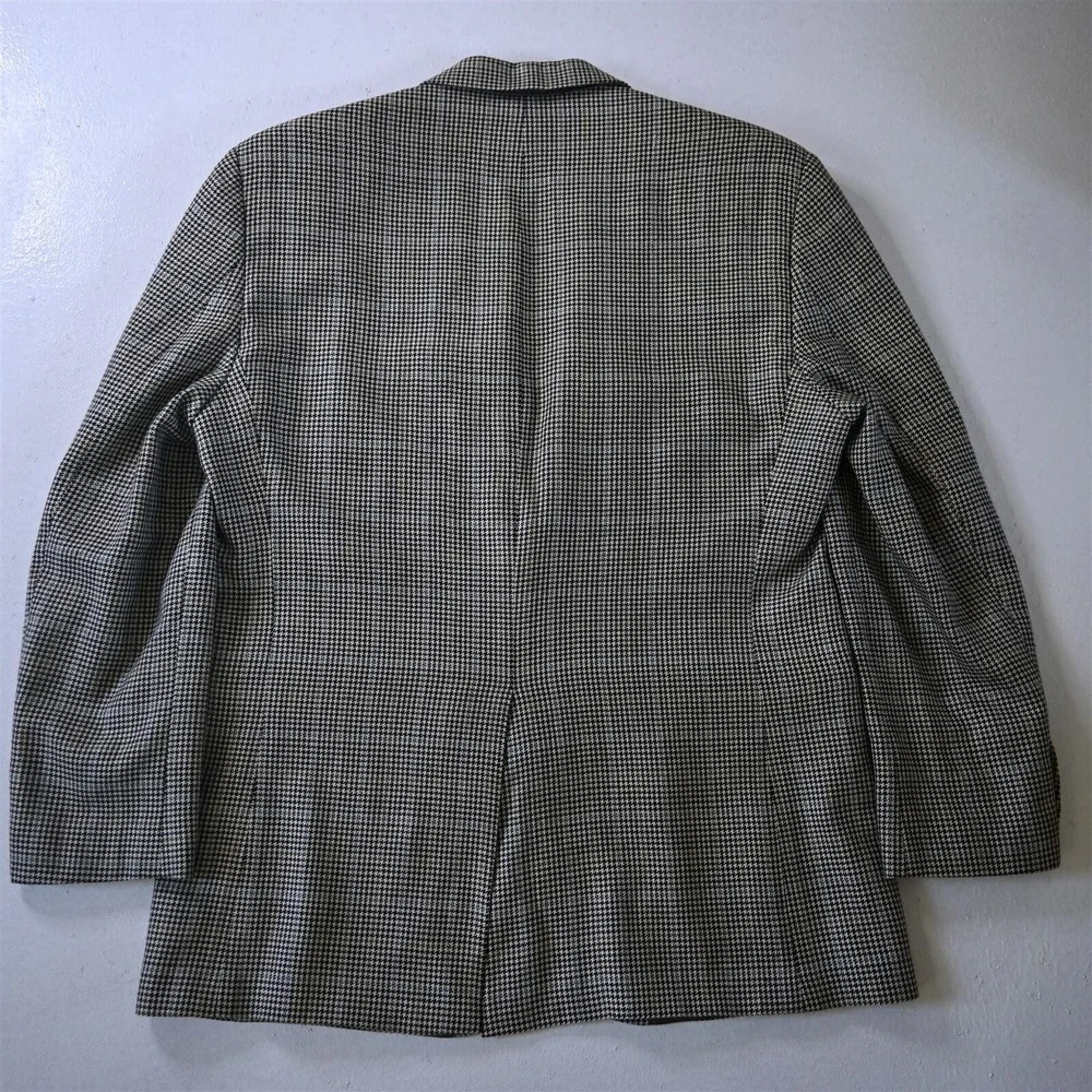 Chaps 40R Blue Glenn Check 100% Silk Mens Blazer‎ Suit Jacket Sport Coat